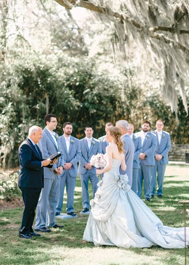 Live oaks and gardens at a Magnolia Plantation wedding on the Ashley River