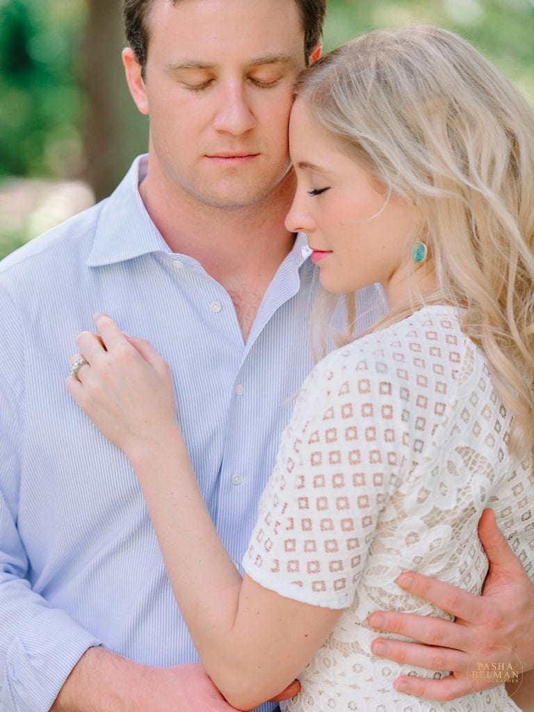Timeless engagement portrait at Caledonia Golf and Fish Club Pawleys Island with oak trees and Southern landscape