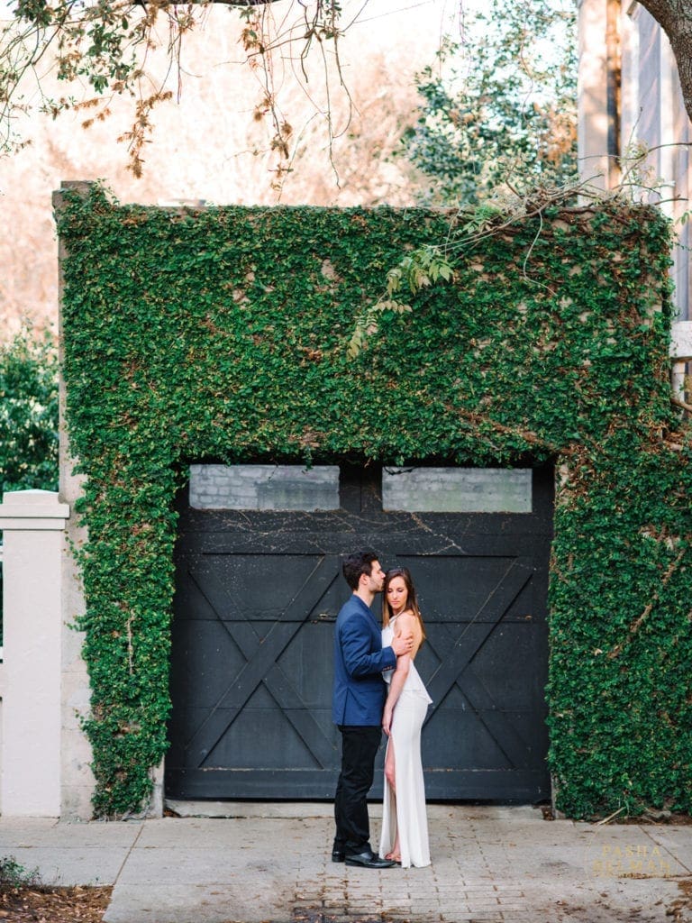 Charleston engagement photos with natural interaction downtown
