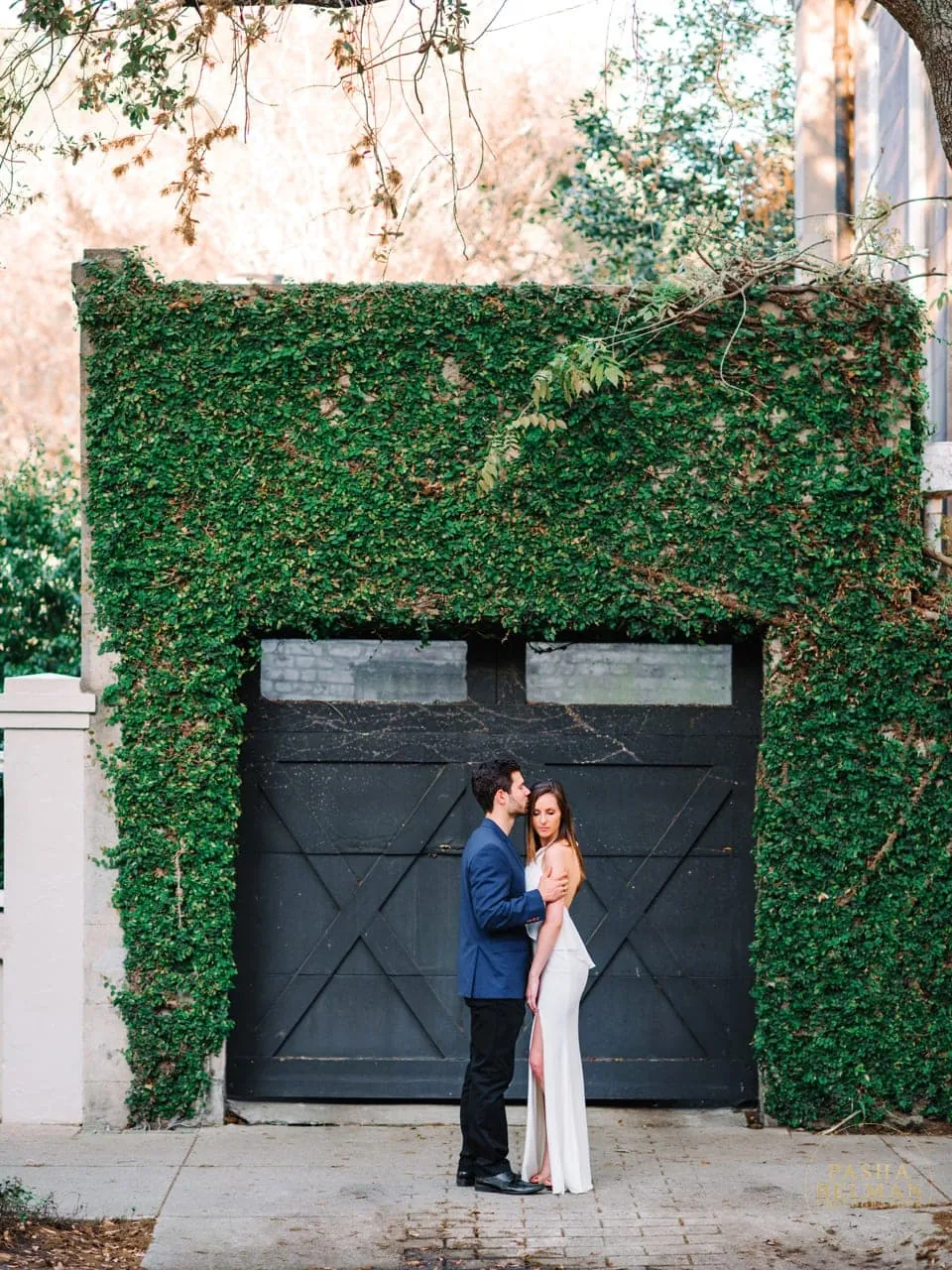 Charleston engagement photos with natural interaction downtown