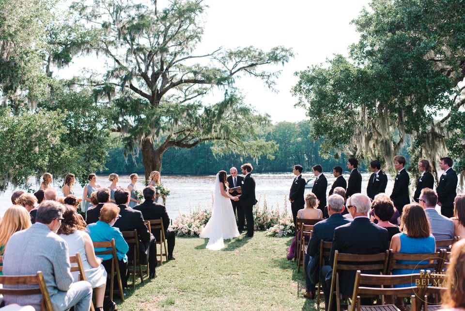 Outside Wedding Ceremony and ideas in Murrells Inlet at Wachesaw Plantation Wedding by Pasha Belman