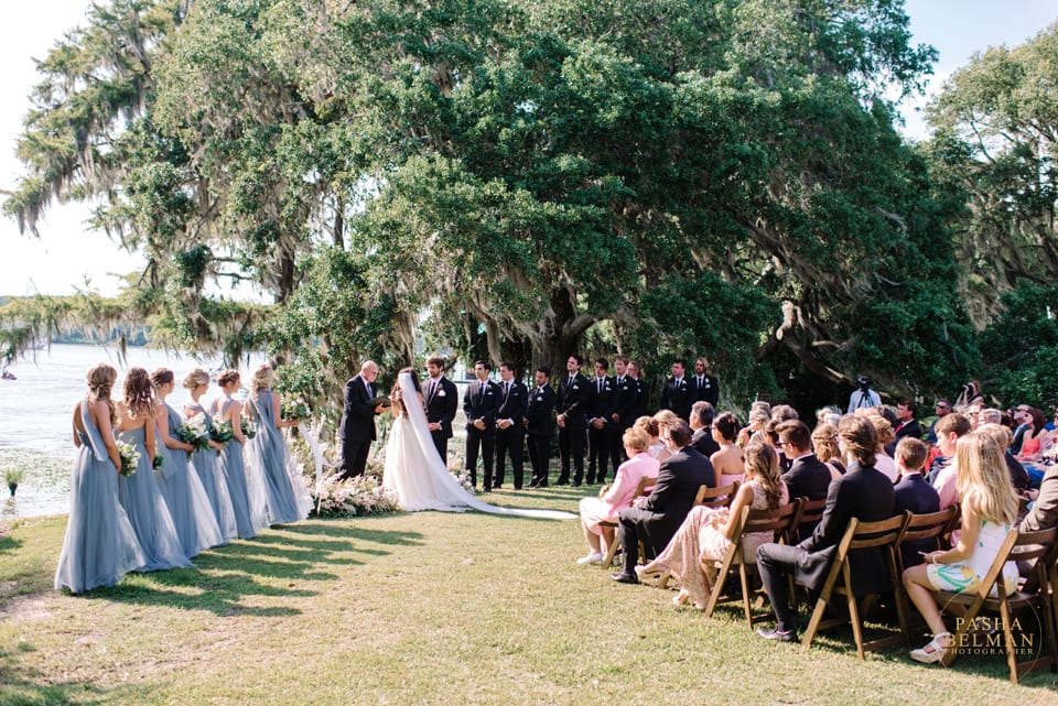 Outside Wedding Ceremony and ideas in Murrells Inlet at Wachesaw Plantation Wedding by Pasha Belman