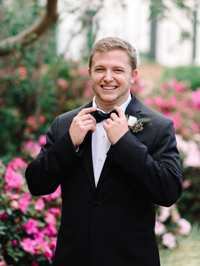 Groom getting ready at Pine Lakes Country Club Myrtle Beach wedding