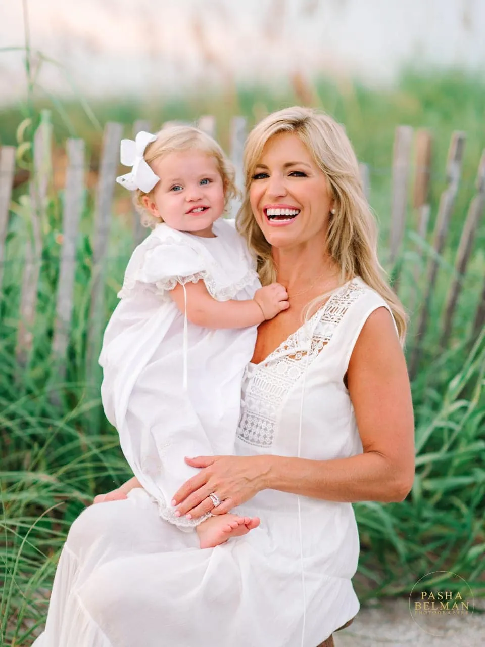 Ainsley Earhardt and her daughter on the beach at Debordieu Beach Colony, South Carolina