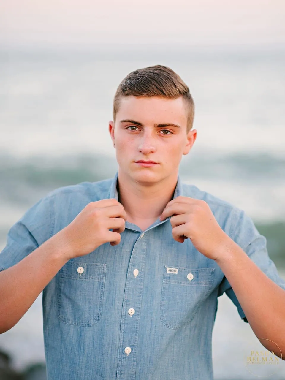 Senior guy candid portrait near Myrtle Beach greenery corridor