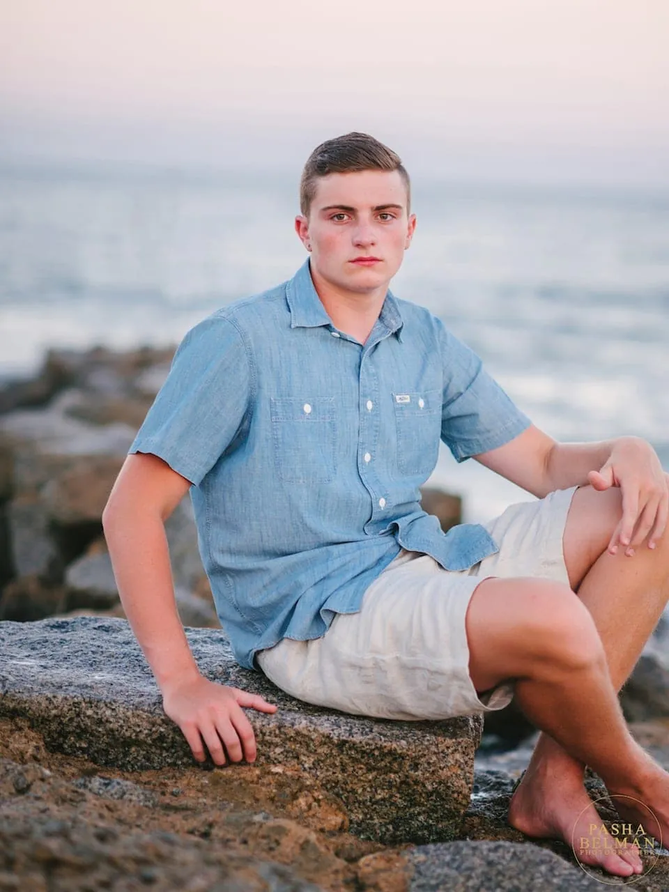 Senior guy portrait against Spanish moss near Pawleys Island by Pasha Belman