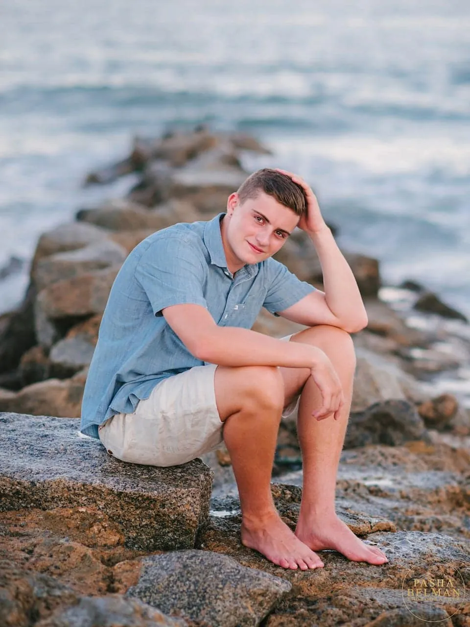 Senior guy portrait near oak trees close to Murrells Inlet