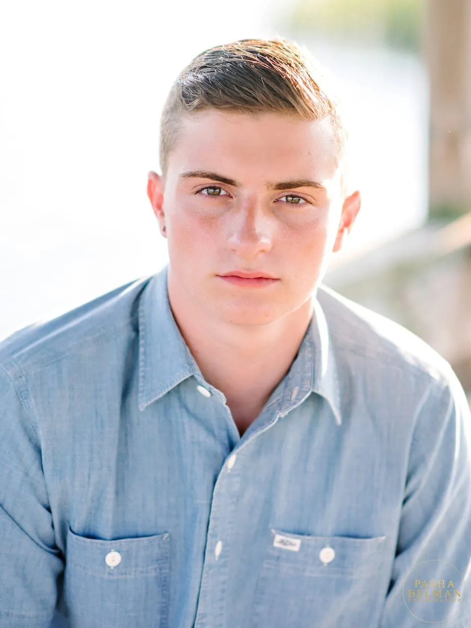 Senior guy portrait under a canopy of oak trees near Myrtle Beach