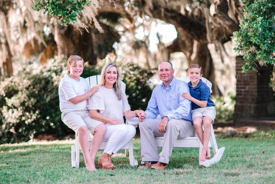 Murrells Inlet Sunset Family Portraits with Spanish Moss