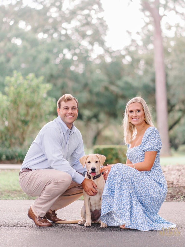 Romantic Pawleys Island engagement photos at Caledonia Golf and Fish Club featuring natural interaction and classic Southern setting
