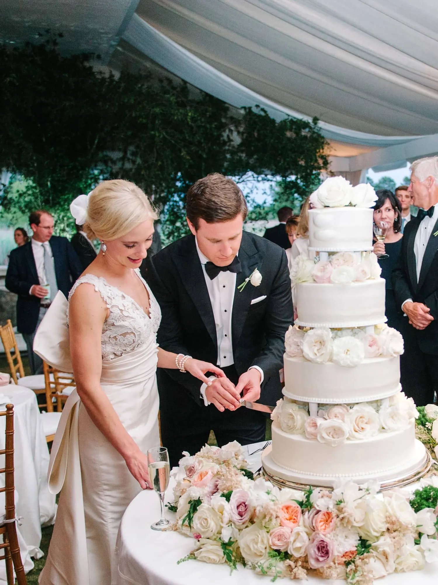 Cake cutting at Debordieu Colony Club wedding South Carolina