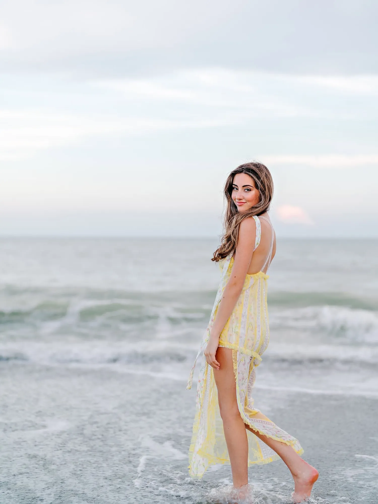 Senior pictures on the beach in Myrtle Beach during golden hour