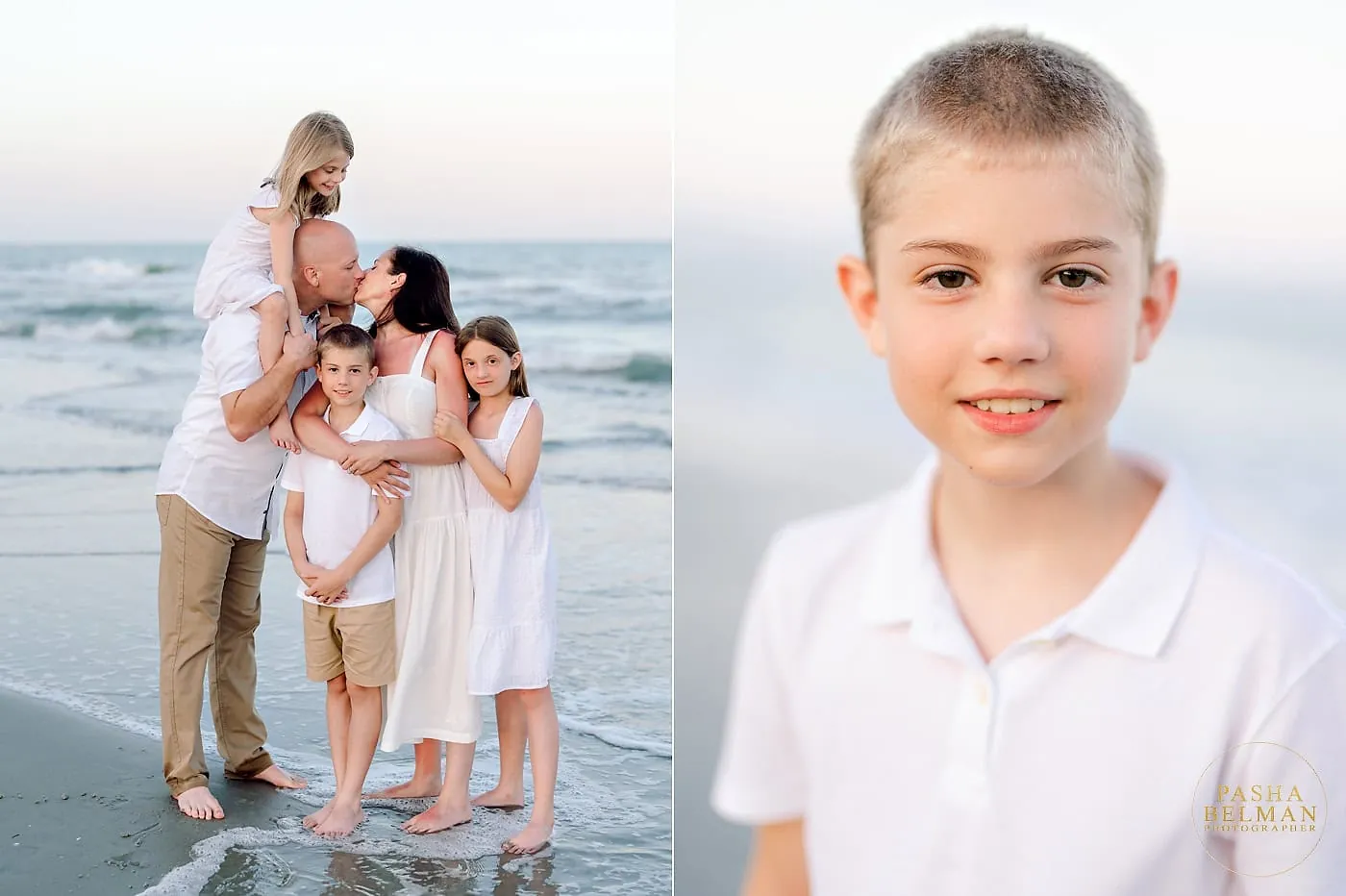 Maher family vacation portrait photographed along the South Carolina coast