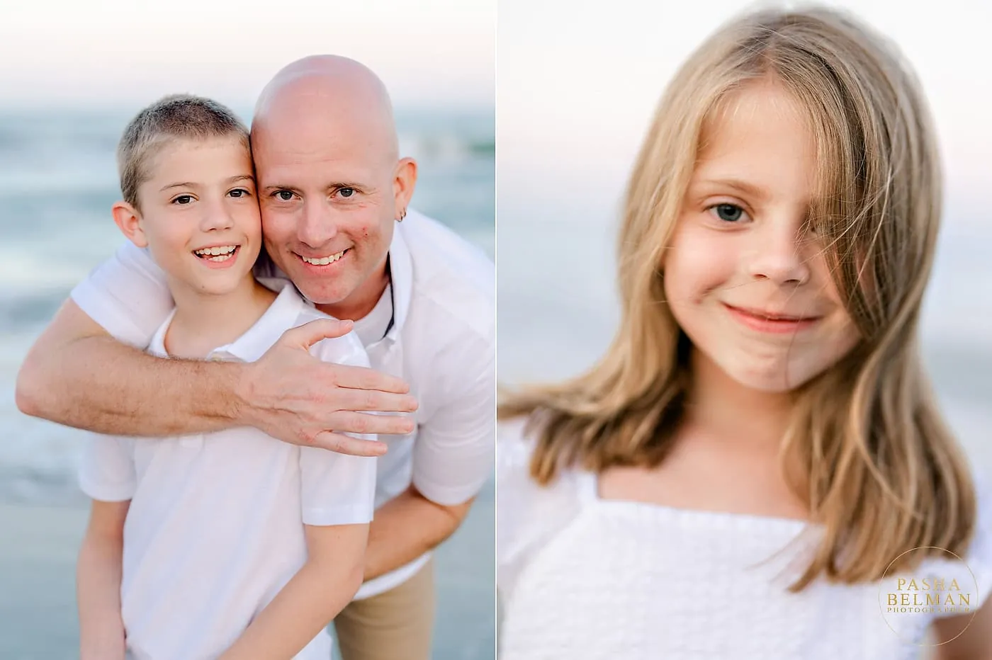 Natural family moment during the Maher family's beach vacation photo session