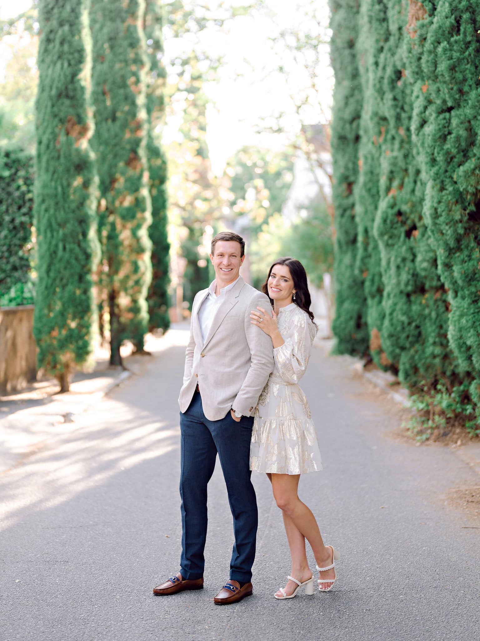 Engaged couple sharing a quiet moment during engagement session in Charleston
