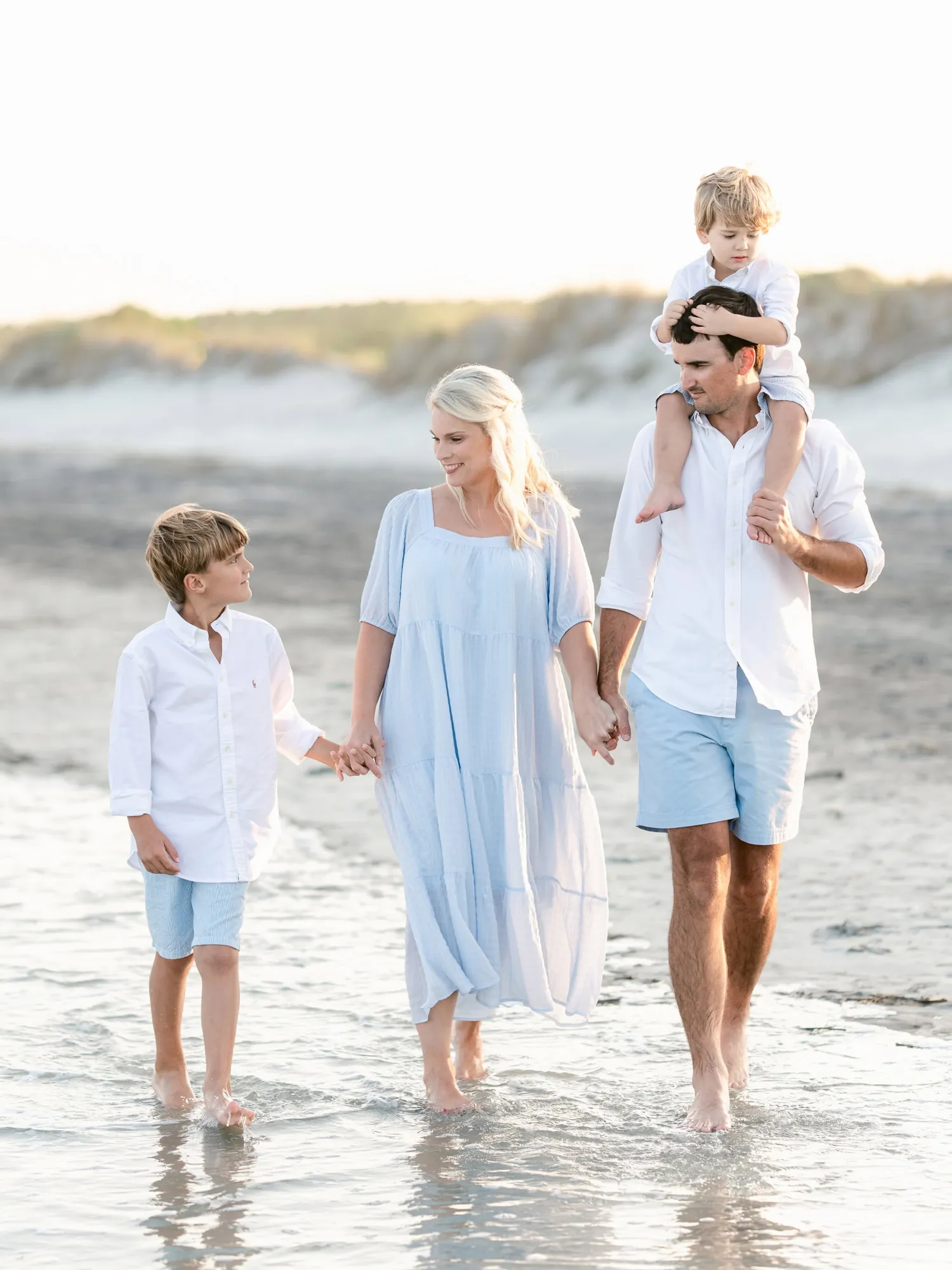 Alexander family photographed together in soft evening light in Myrtle Beach