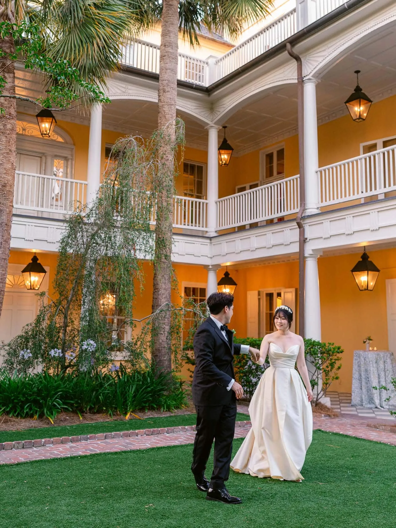 Evening portrait at the William Aiken House Charleston wedding venue