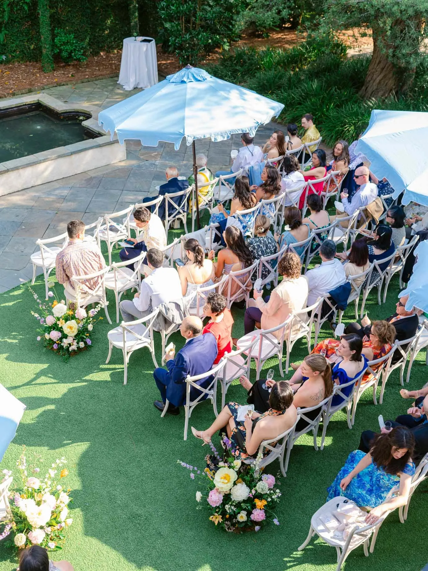 Outdoor wedding ceremony in the William Aiken House courtyard