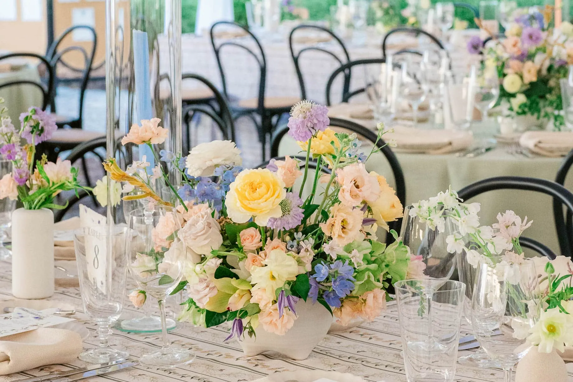 Reception table design at the William Aiken House Charleston