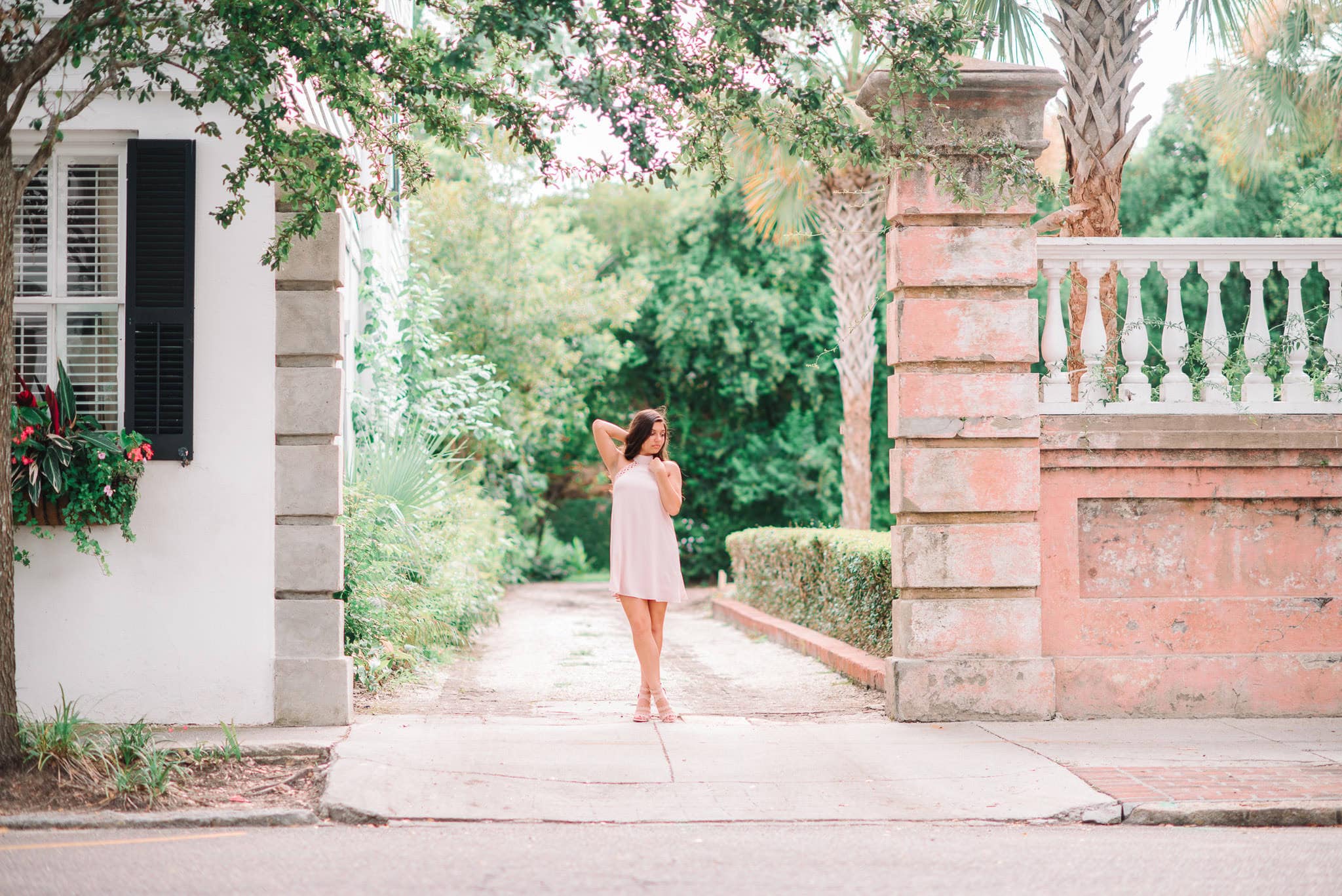 Charleston SC senior pictures at Rainbow Row