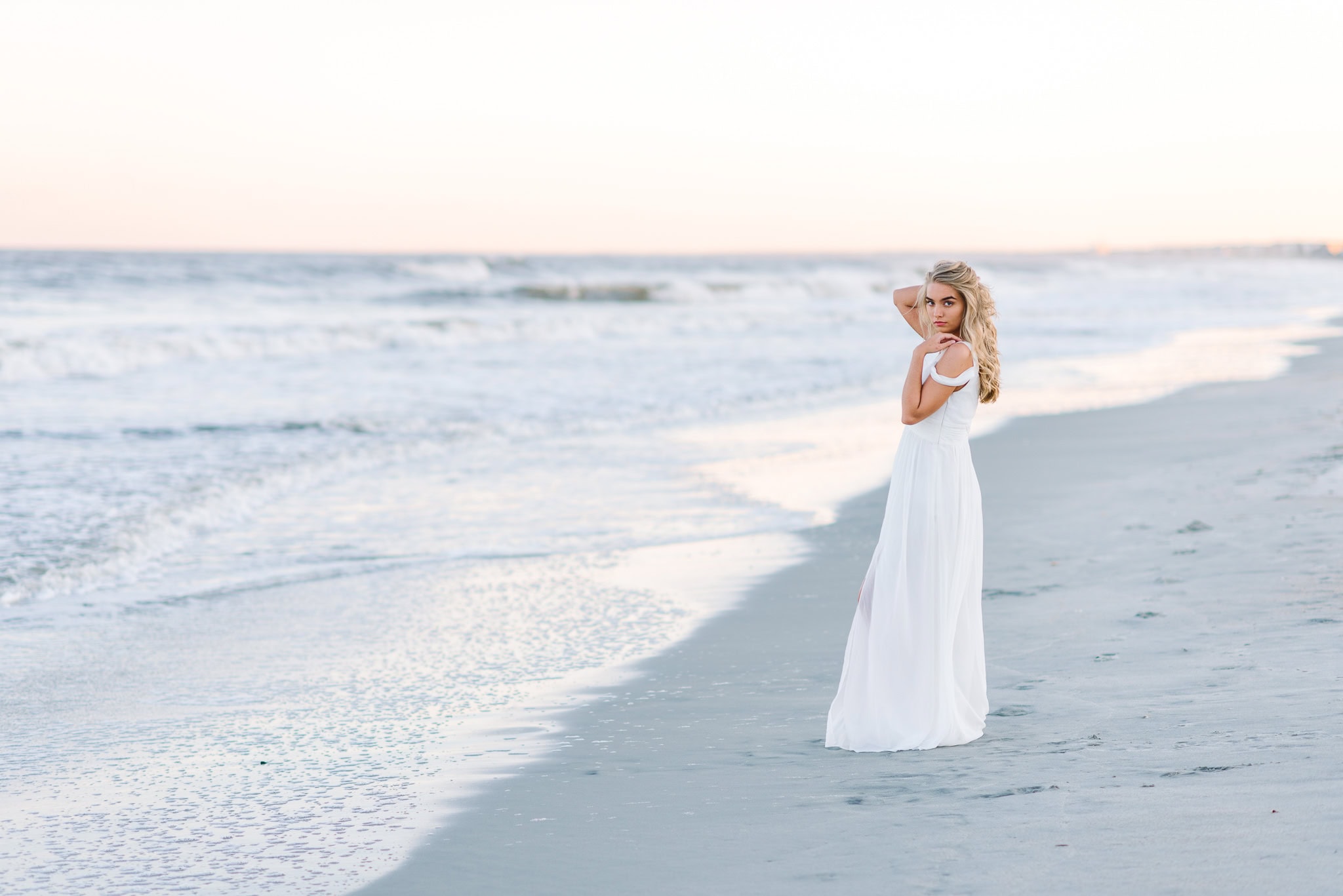 Charleston senior photographers beach session at sunrise