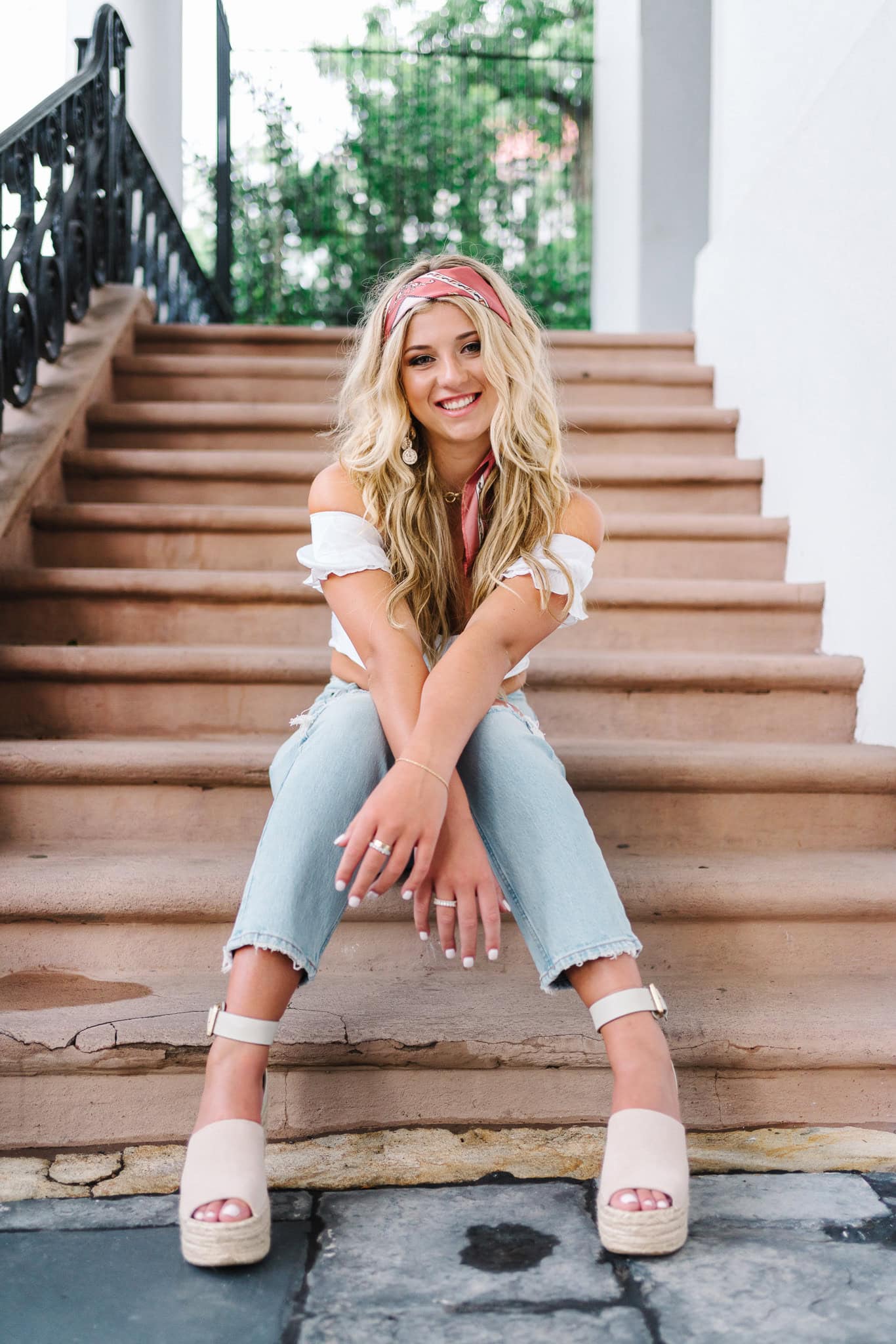 High school senior photography in Charleston historic downtown