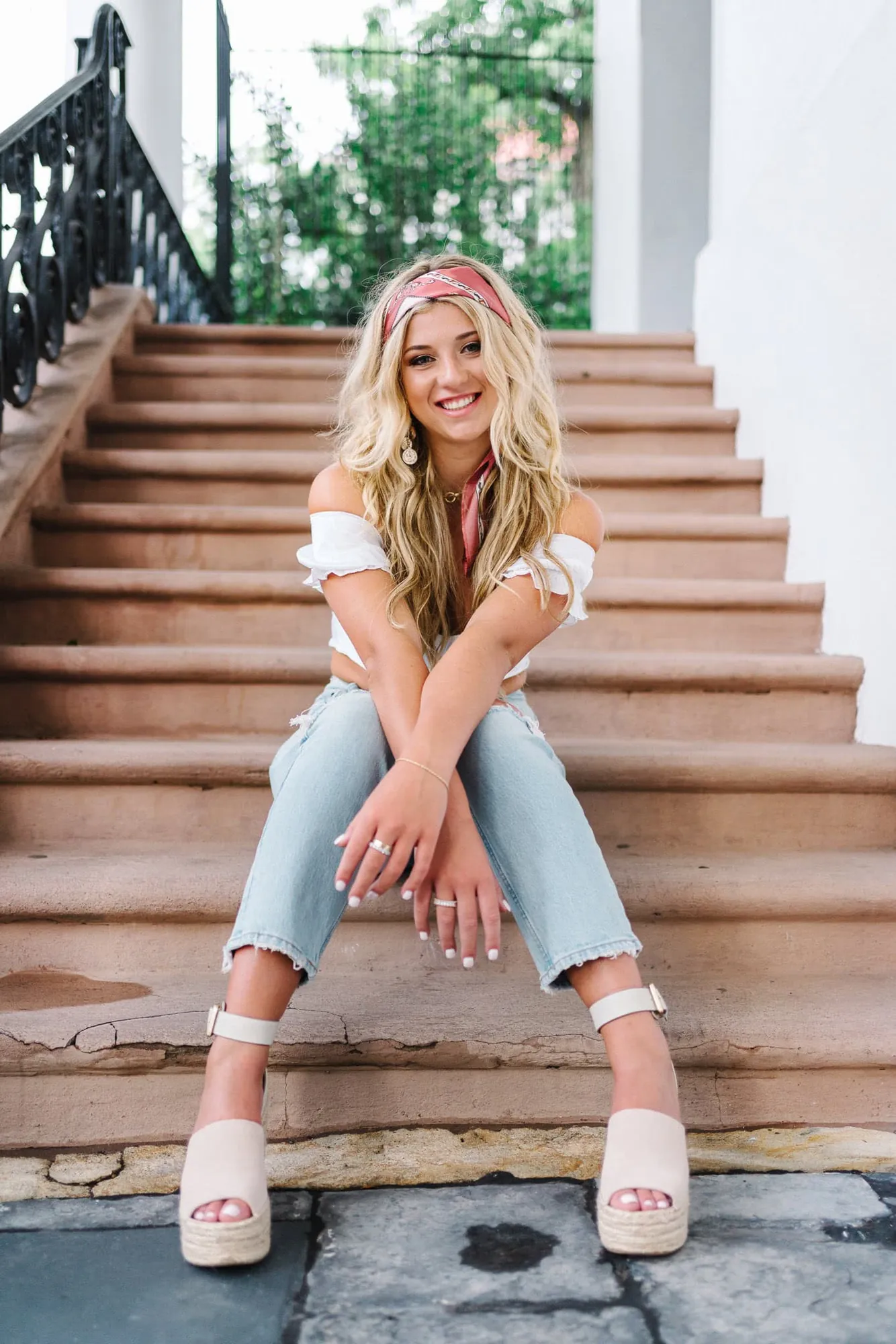 Fall senior portrait photographed along the South Carolina coast with warm tones and seasonal background by Pasha Belman