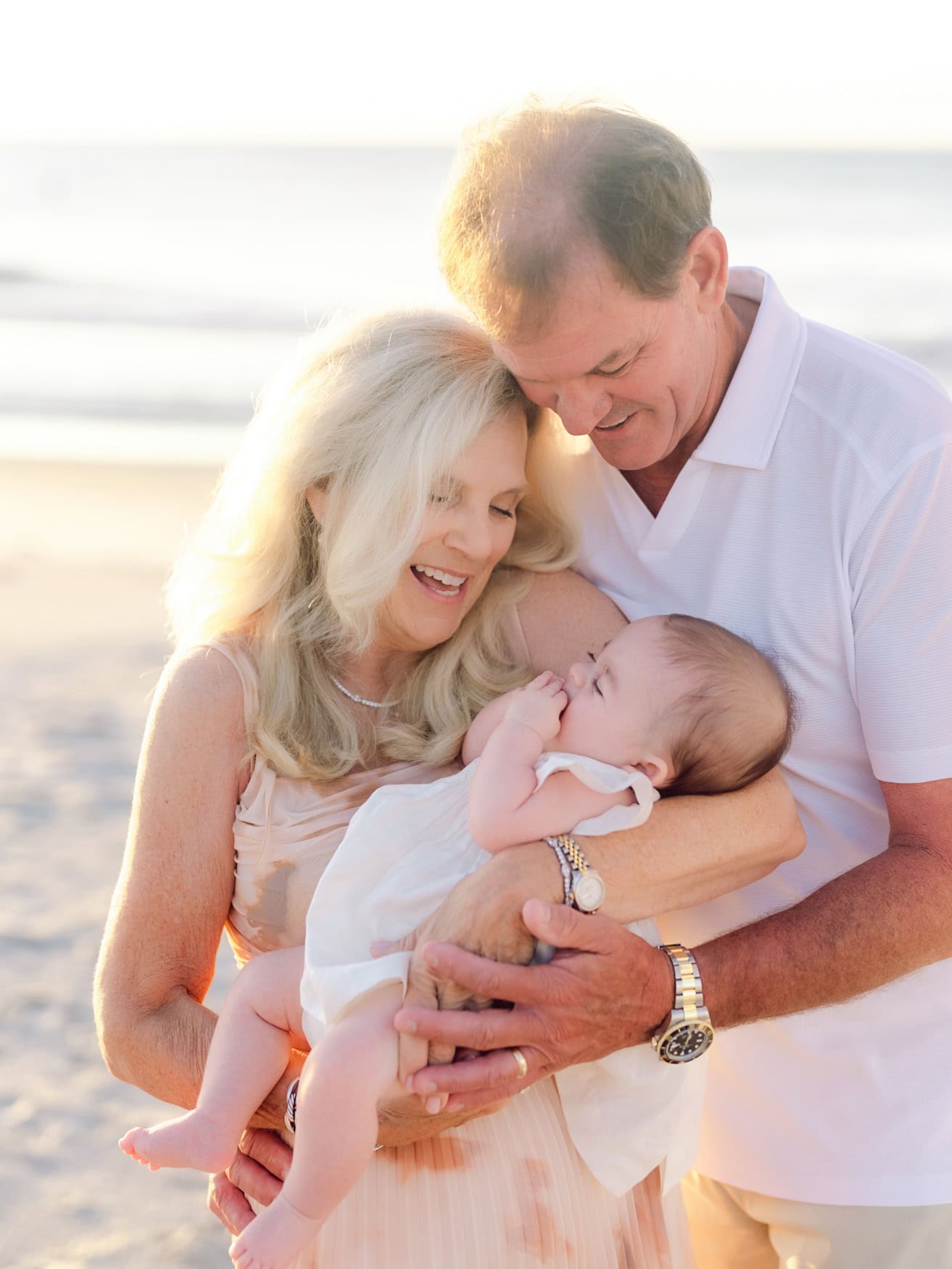 Beach family portraits at sunrise in Pawleys Island