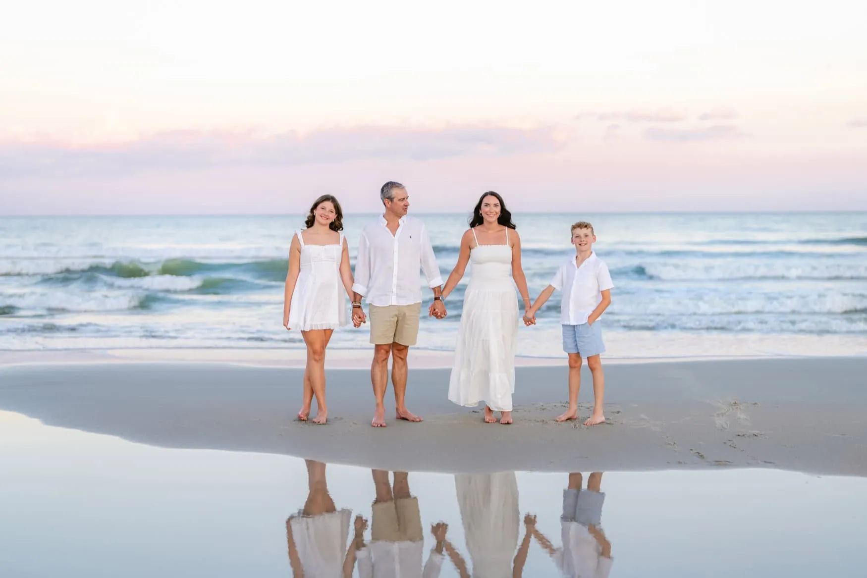 Murrells Inlet family photography session at Huntington Beach State Park during sunset