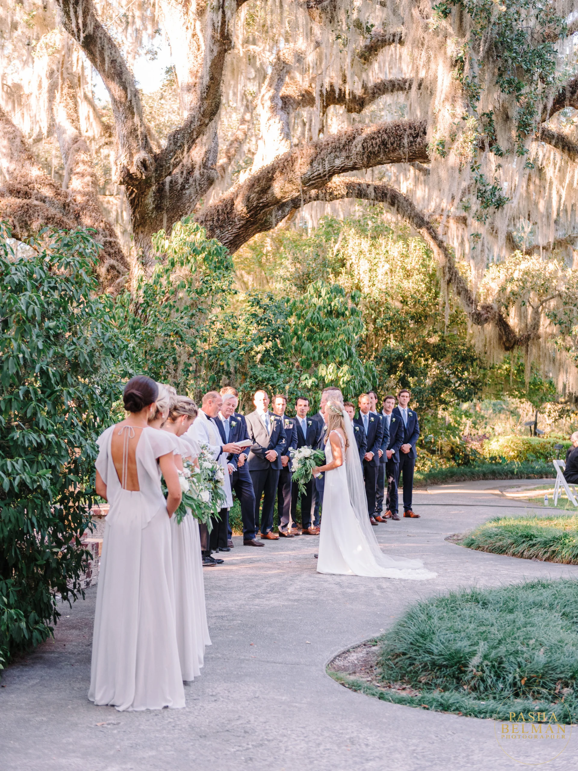 Wedding ceremony under the live oaks at Brookgreen Gardens near Myrtle Beach