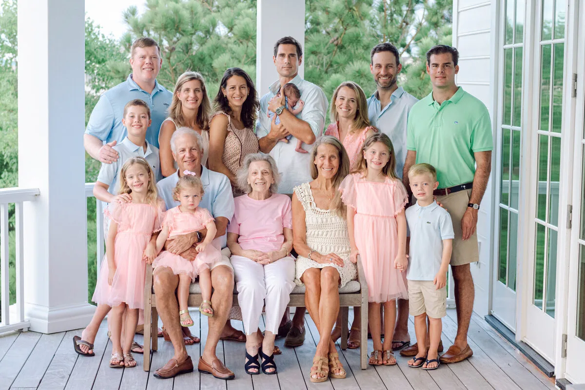 Large family on the porch of a Pawleys Island beach house